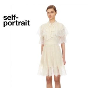 Self-Portrait Cream Chiffon Tiered Mini Dress